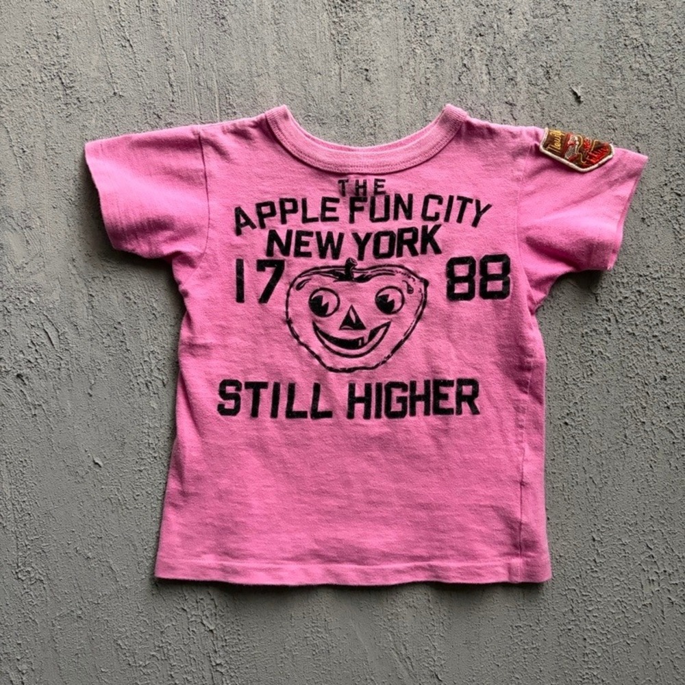 Denim & Dungaree T Shirt Medium 120CM Pink Big Apple New York Japan Baby Tee
